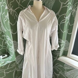 Comme des Garcon White Shirt Dress with Red Panel Top Stitching